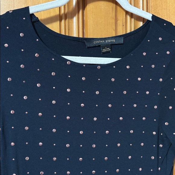 Cynthia Steffe Navy Blue Studded Long Sleeve Dress - Size Small - Picture 3 of 6